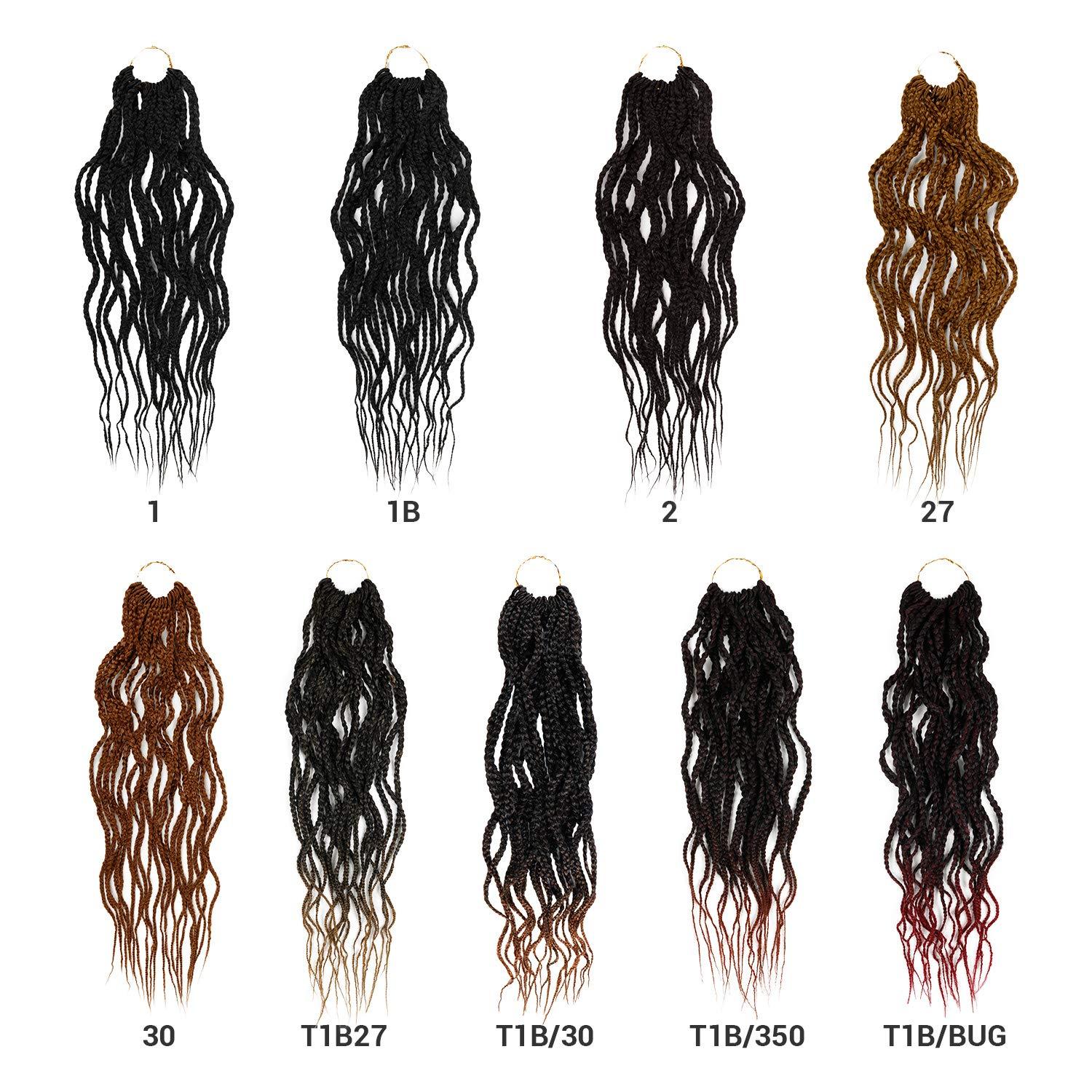 AU-THEN-TIC 20 Inch AU-THEN-TIC Wavy Box Braid Crochet Hair Goddess Box Braids Crochet Hair Crochet Box Braids Pre Stretched Synthetic Hair Extensions (20 Inch (Pack of 4), 2-Dark Brown)