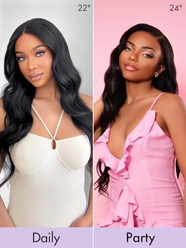 LUVME HAIR LUVME HAIR 18\'\' Loose Body Wave Lace Front Wigs Human Hair 13x4 Pre Cut Lace Glueless Human Hair Wig Pre Plucked Long Black Body Wave Wig 180 Density
