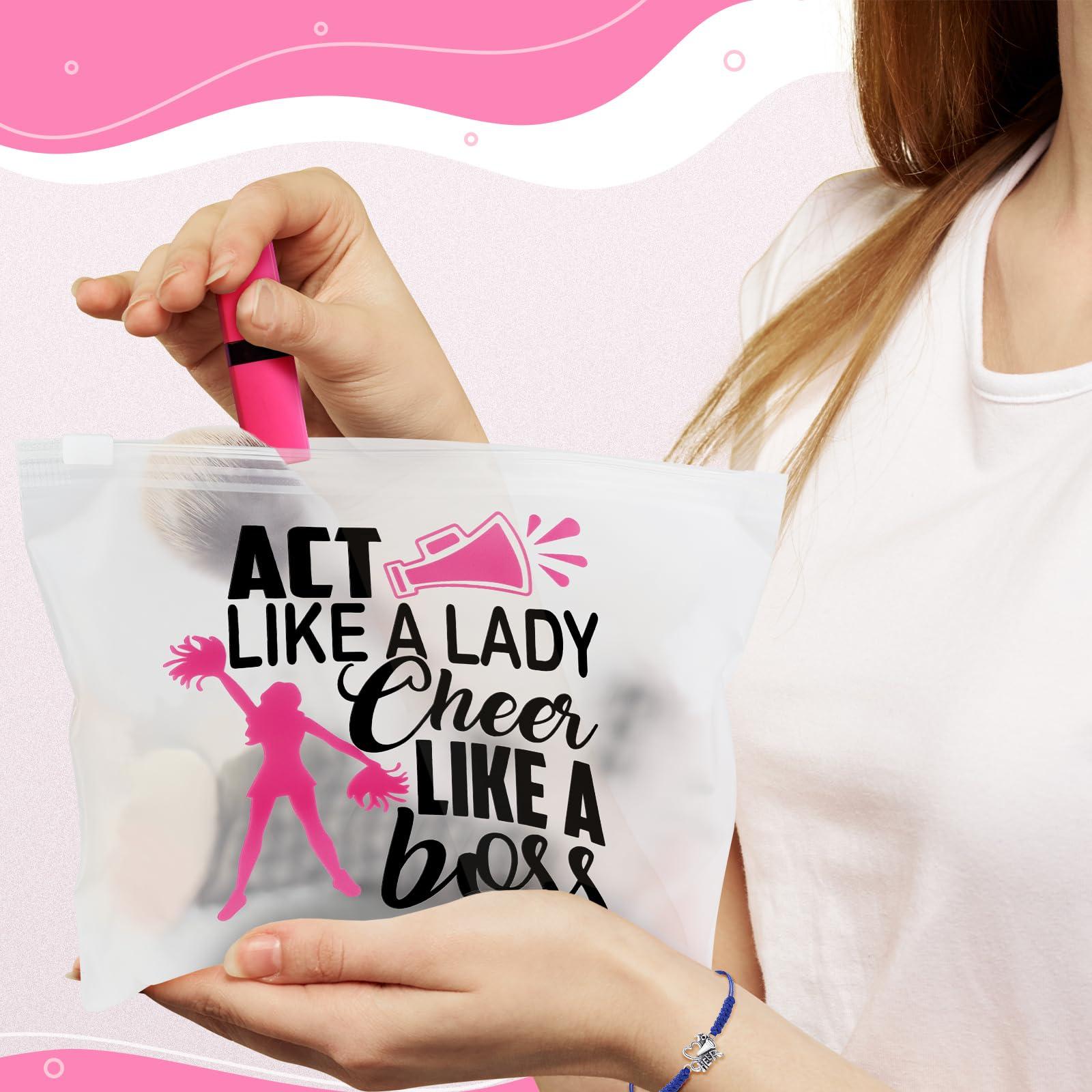 Giesiery 74 Pack Cheerleader Gifts Tenins Gift Set - 12 Cheer Makeup Bag 12 Adjustable Cheer Bracelets 50 Cheerleading Stickers for Cheer Team Party Favors Girls Cheerleader Christmas Gifts