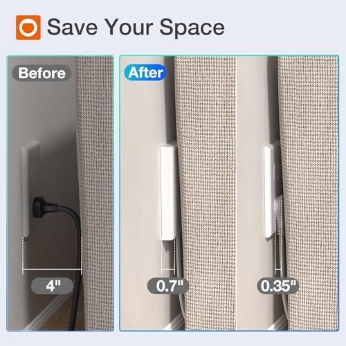 addlon addlon Flat Plug Power Strip with Ultra-Thin Wall Plate, 6 FT Flat Extension Cord with 3 Standard 13A 1625W Outlets, Electrocution Protection, Includes 2 Sets of Fixing Clip, ETL Listed