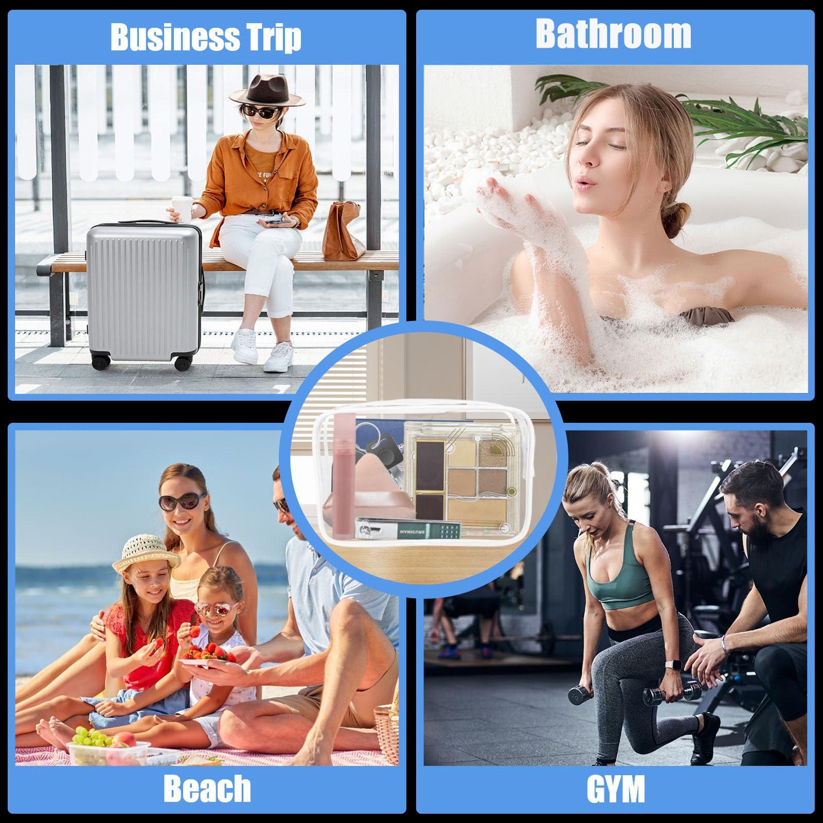 Eilyliafe Eilyliafe 12 Pieces Clear Makeup Bags Bulk, TSA Approved Toiletry Bag for Travel, PVC Waterproof Cosmetic Bag with Zipper, Transparent Pouches Organizer Storage for Men and Women (White, Large)