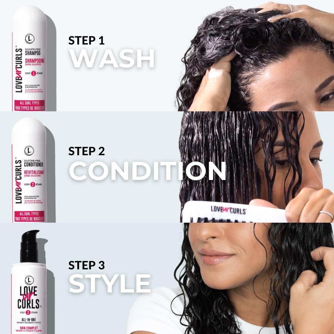 Love Ur Curls Love Ur Curls Shampoo & Conditioner Set with All in One Curl Cream Styler for Wavy Hair, 3 Step System to Repair and Moisturizing