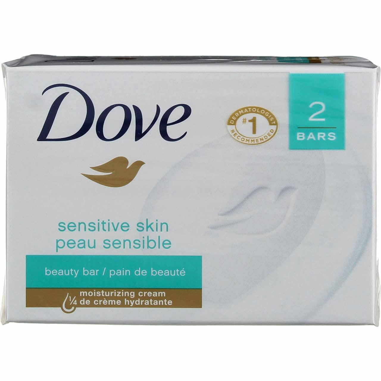 Dove Dove Sensitive Skin Beauty Bar Soap, Unscented, 4 oz, 2 Ct (2 Pack) (Bundle)