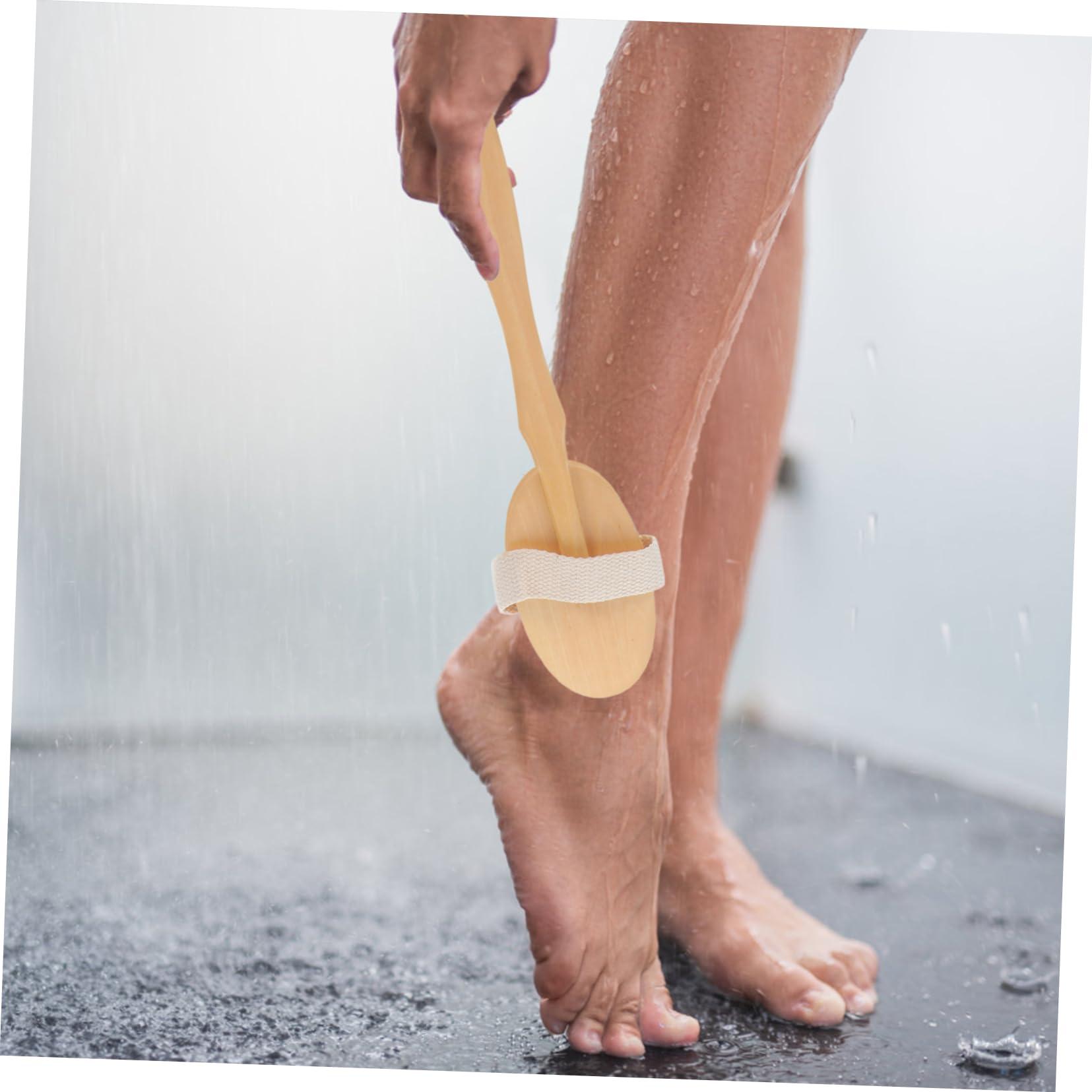 Beavorty Beavorty Bath Brush Bathing Back Scrubber Body Scrubber Body Scrub Brush Shower Back Brush with Handle Body Brush Shower Back Scrubber for Men Back Washer for Shower Wood Beige