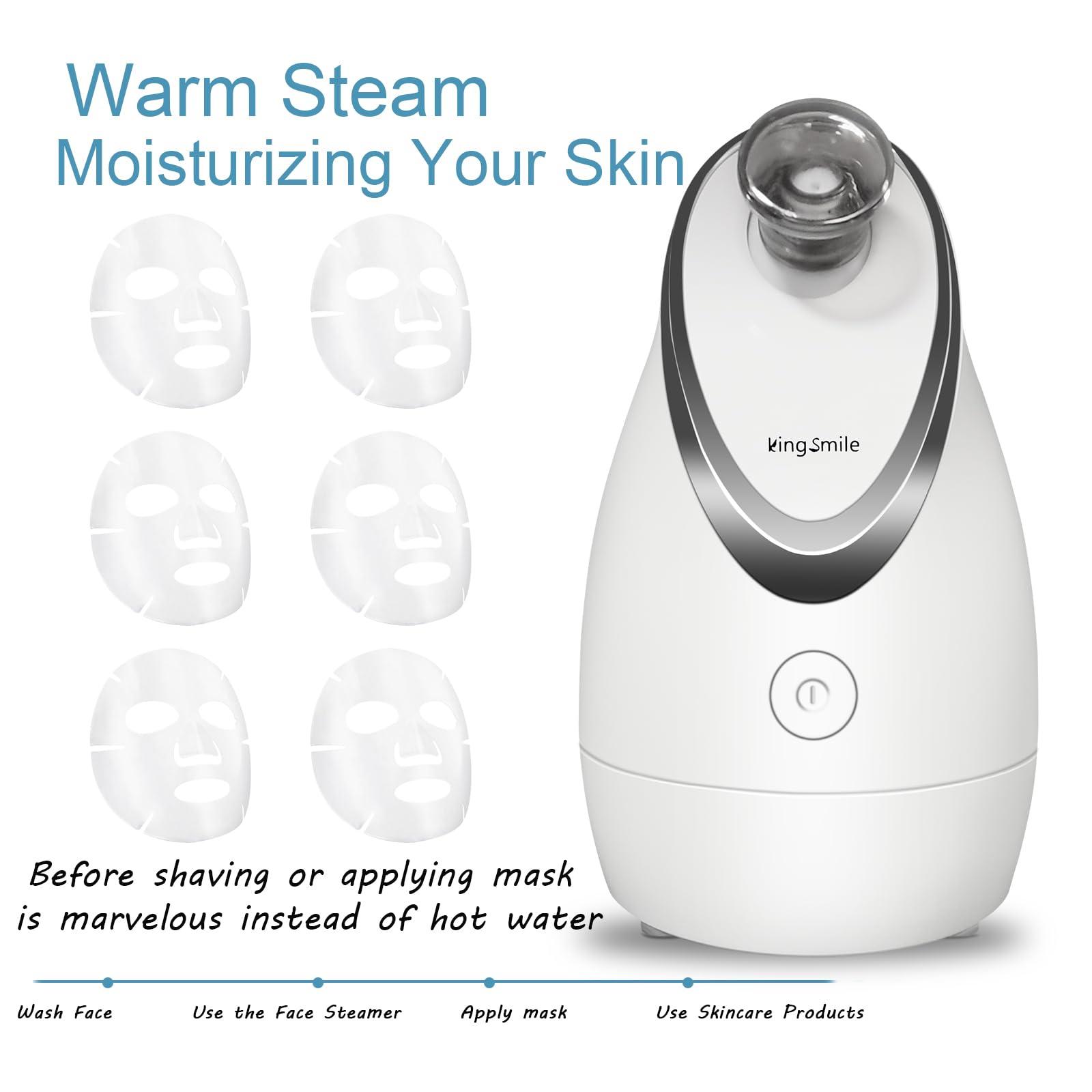 Kingsmile Kingsmile Facial Steamer, 2 in 1 Face Steamer for Facial,Compact Nano Steamer with Aromatherapy,Face Humidifier - Adjustable Nozzle, Warm Steam for Home SPA & Sinuses, Stainless Steel Kit & Hairlace
