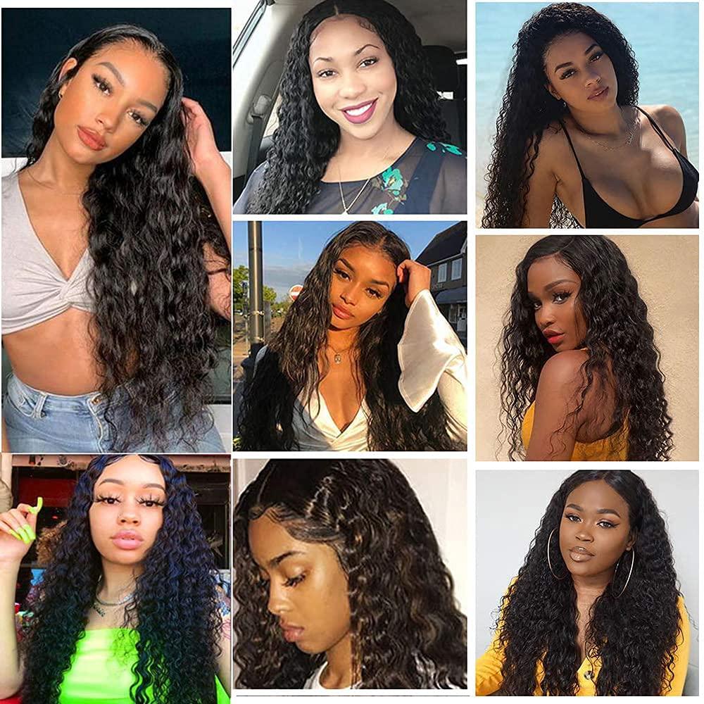 NiegMeag 26 28 30 Inch Ocean Wave Bundles Human Hair Natural Color Water Wave Human Hair Bundles Brazilian Virgin Remy Hair 3 Bundles Wet and Wavy Bundles Double Weft Hair Weave 300g