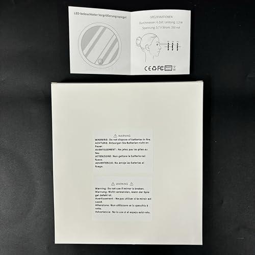 Jadazror 30X Magnifying Mirror with Lights, Large 6\'\' Makeup Magnifying Mirror, Lighted 30x Magnification High Magnifying Mirror, 30x Travel Magnifying Mirror with LED Lights, 3 Suction Cups & Adjustable Stand