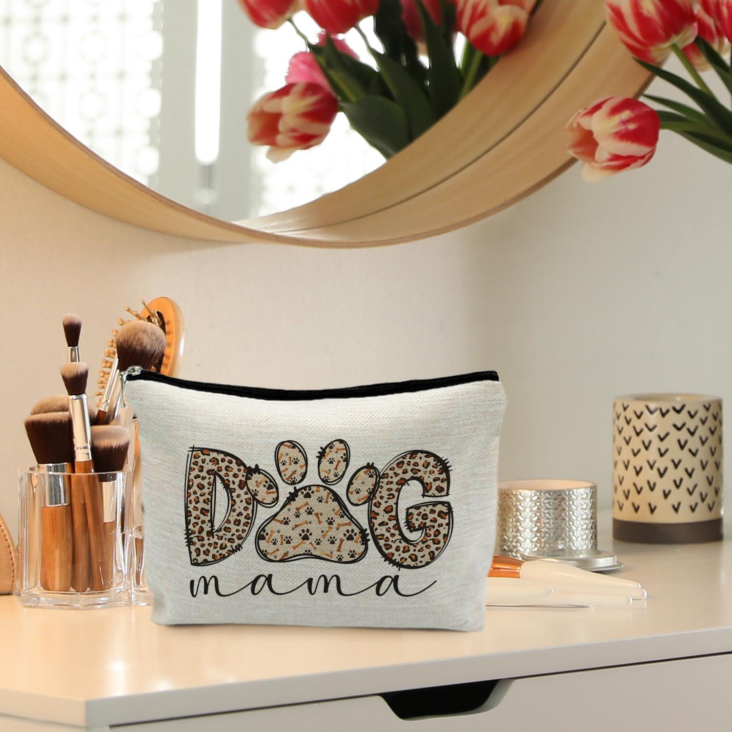 RYYCDOI RYYCDOI Dog Mom Gifts, Dog Mama Makeup Bag, Dog Makeup Bag, Dog Gifts for Women, Gifts for Dog Lovers, Dog Paw Print Cosmetic Bag Toiletry Bag, Dog Owner Gifts for Women, Dog Mom Stuff
