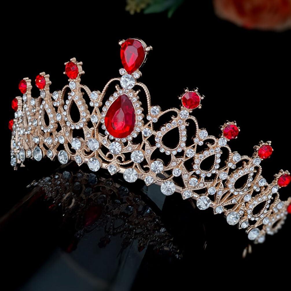 Beaupretty Beaupretty Children\'s Tiara Homecoming Tiara for Women Pageant Crown Girls Birthday Crown Costume Tiara Bridal Tiara The Crown Girls Tiara Rhinestone Bride Red Princess Headband