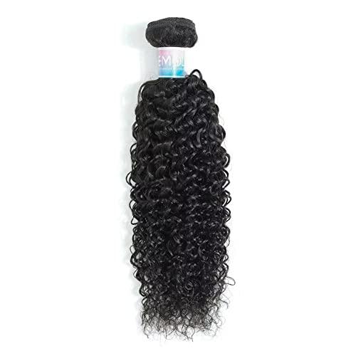 EMOL Kinky Curly Human Hair Bundles Thick Curly Weave Bundles Virgin Hair Bundles Full Head Hair Natural Black Color Hair Bundles Can Be Dyed 1 Bundle 100g 12 Inch