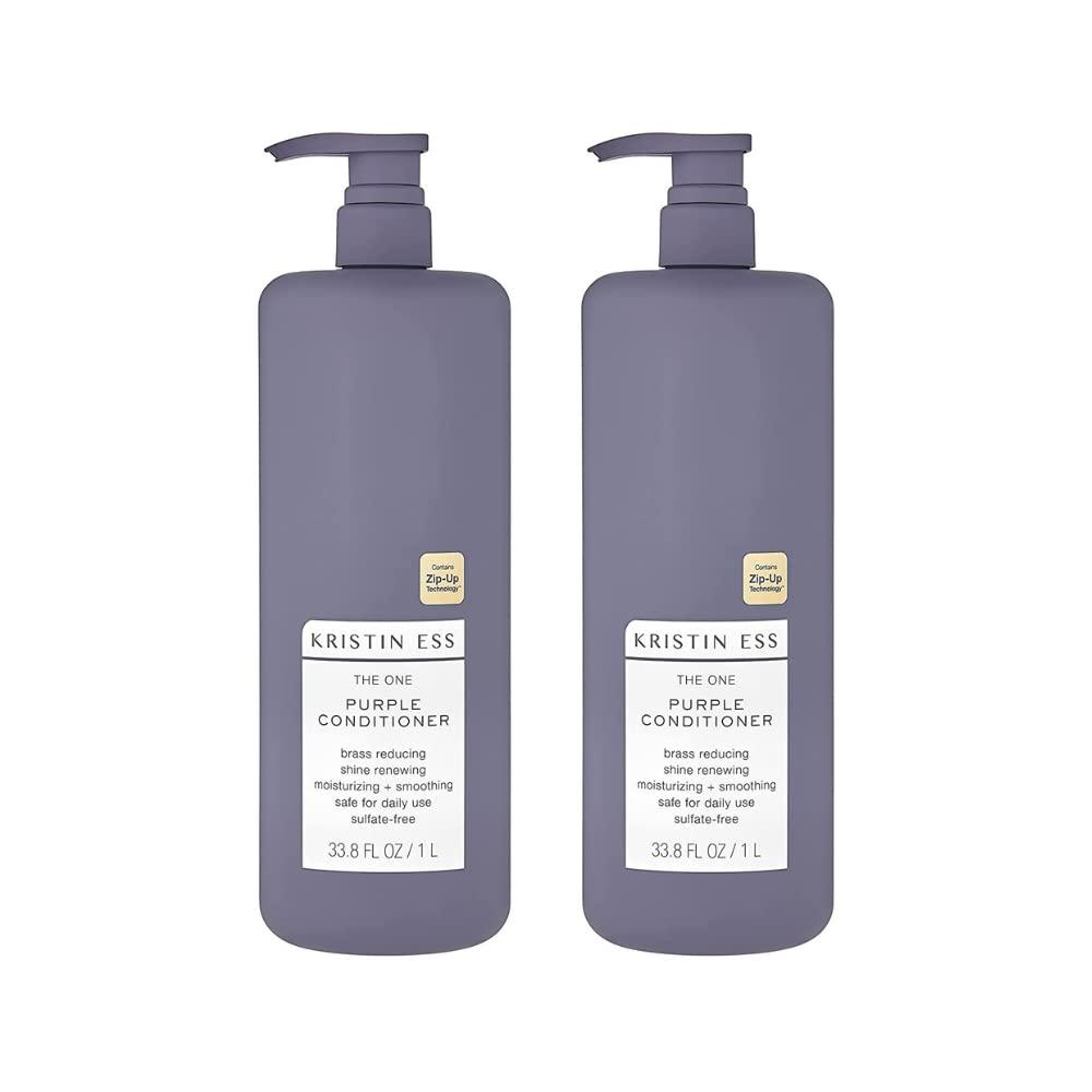 Kristin Ess Kristin Ess Hair The One Purple Conditioner - Toning for Blonde Hair, Neutralizes Brass + Yellow Tones, Moisturizing Conditioner, Keratin Safe, 33.8 fl oz (Pack of 2)