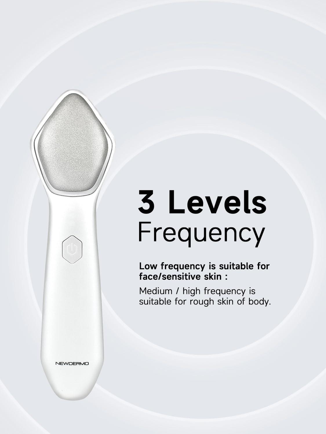 NEWDERMO NEWDERMO Microdermabrasion Machine Pro, Large Diamond Electric Microdermabrasion Wand Tool With Red Light Therapy & 3 Levels Frequency for Face Body Exfoliate Skin Care(White)