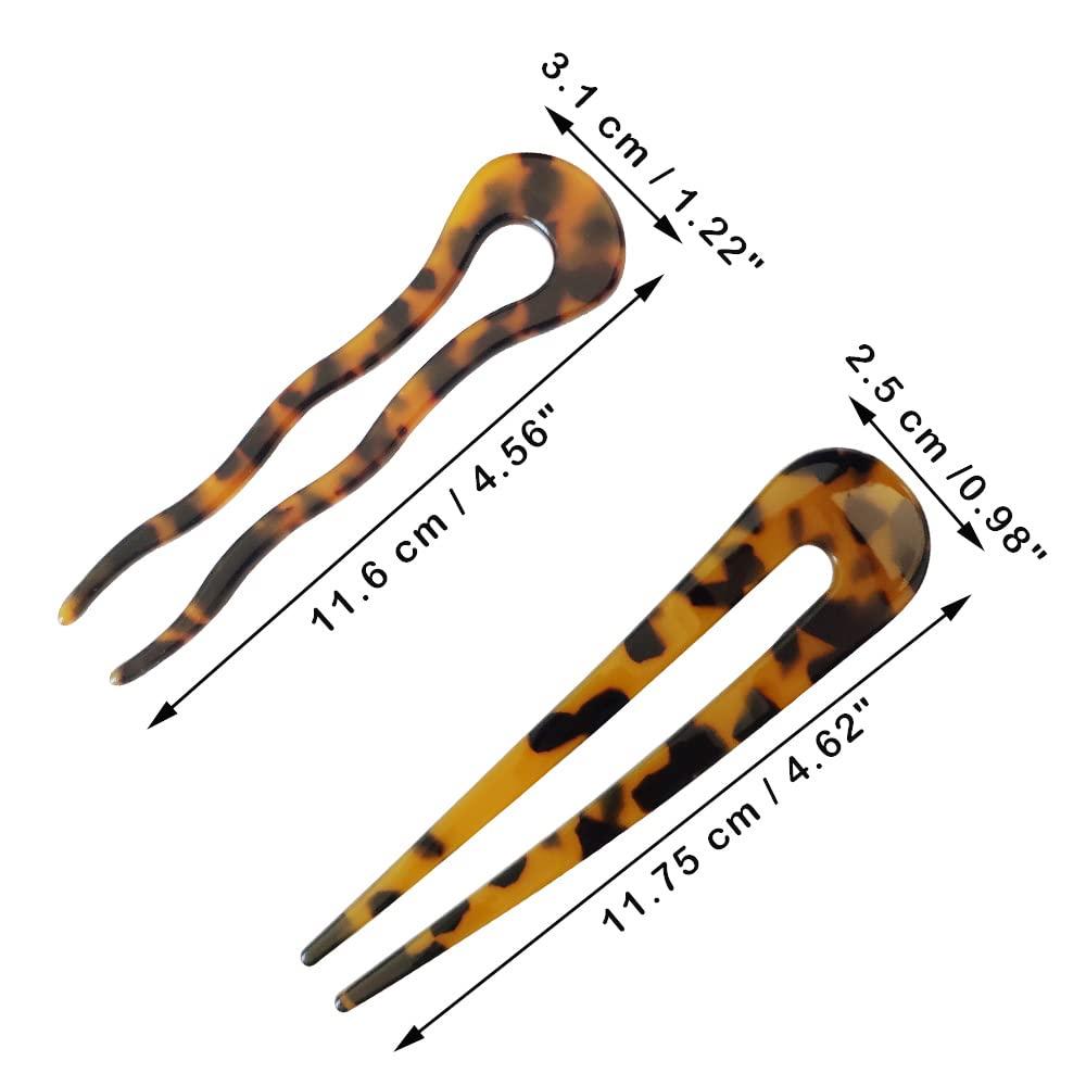 metulip 6 Pcs U-Shaped Hair Pins French Style Hair Pin Updo Bun Hair Sticks Wavy Chignon Pins Hair Accessories for Women and Girls