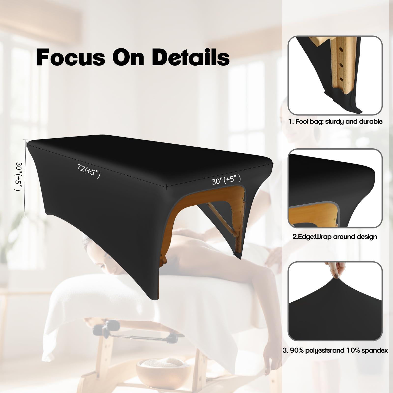 KIDOACOW KIDOACOW Black Lash Bed Cover Massage Table Cover Protector with Cut-Out for Leg Room, Stretch Rectangular Table Cover for 6FT Eyelash Extension Bed/Spa Bed/Message Bed(Strong Elasticity)