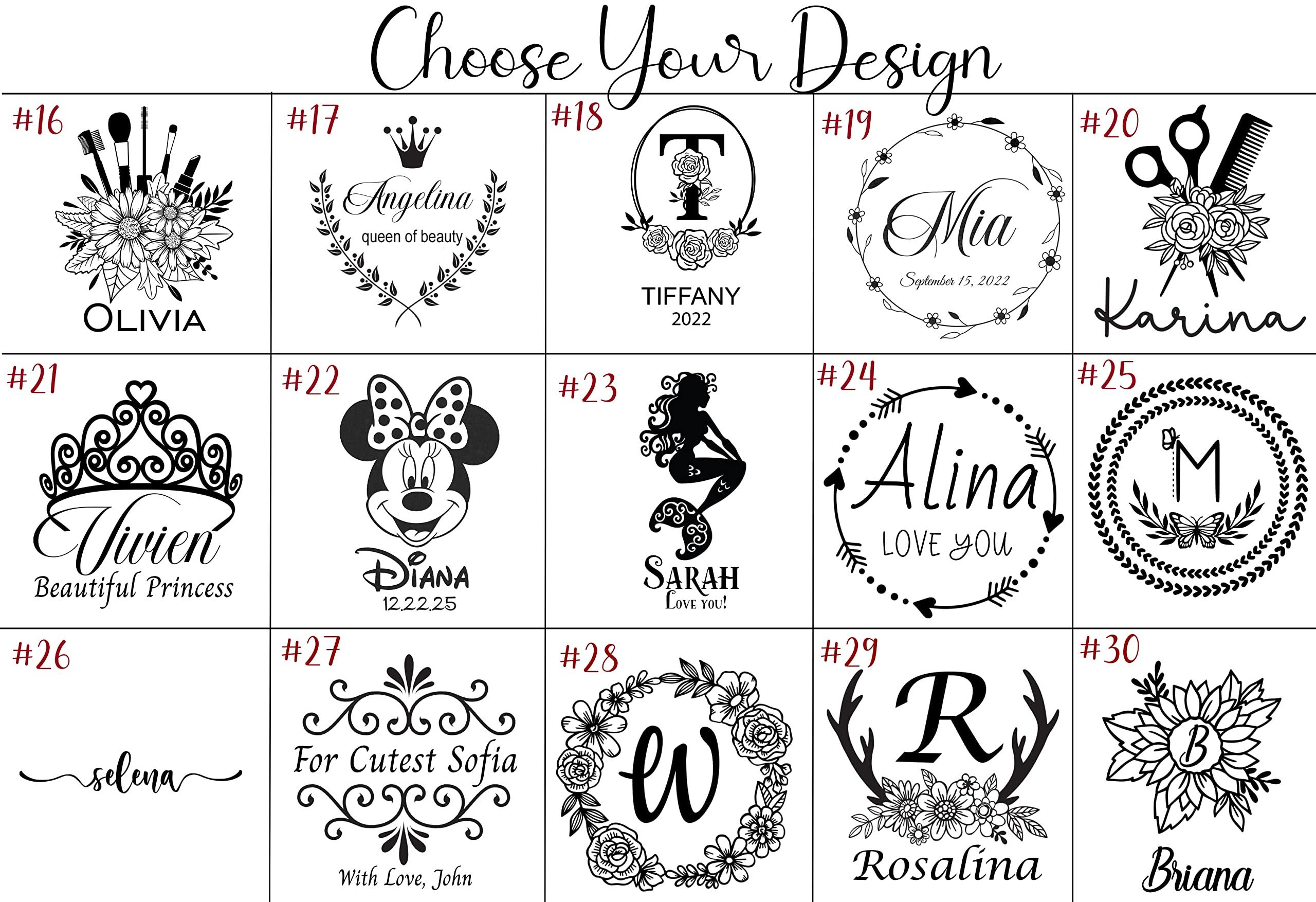 Art laser Engraving Personalized Compact Mirror, Custom Travel Mirror, Engraved Pocket Mirror with Double Sided Magnification Hand Mirror - Wedding, Birthday, Girls Woman Gift (Bamboo Color Material), Variety Color