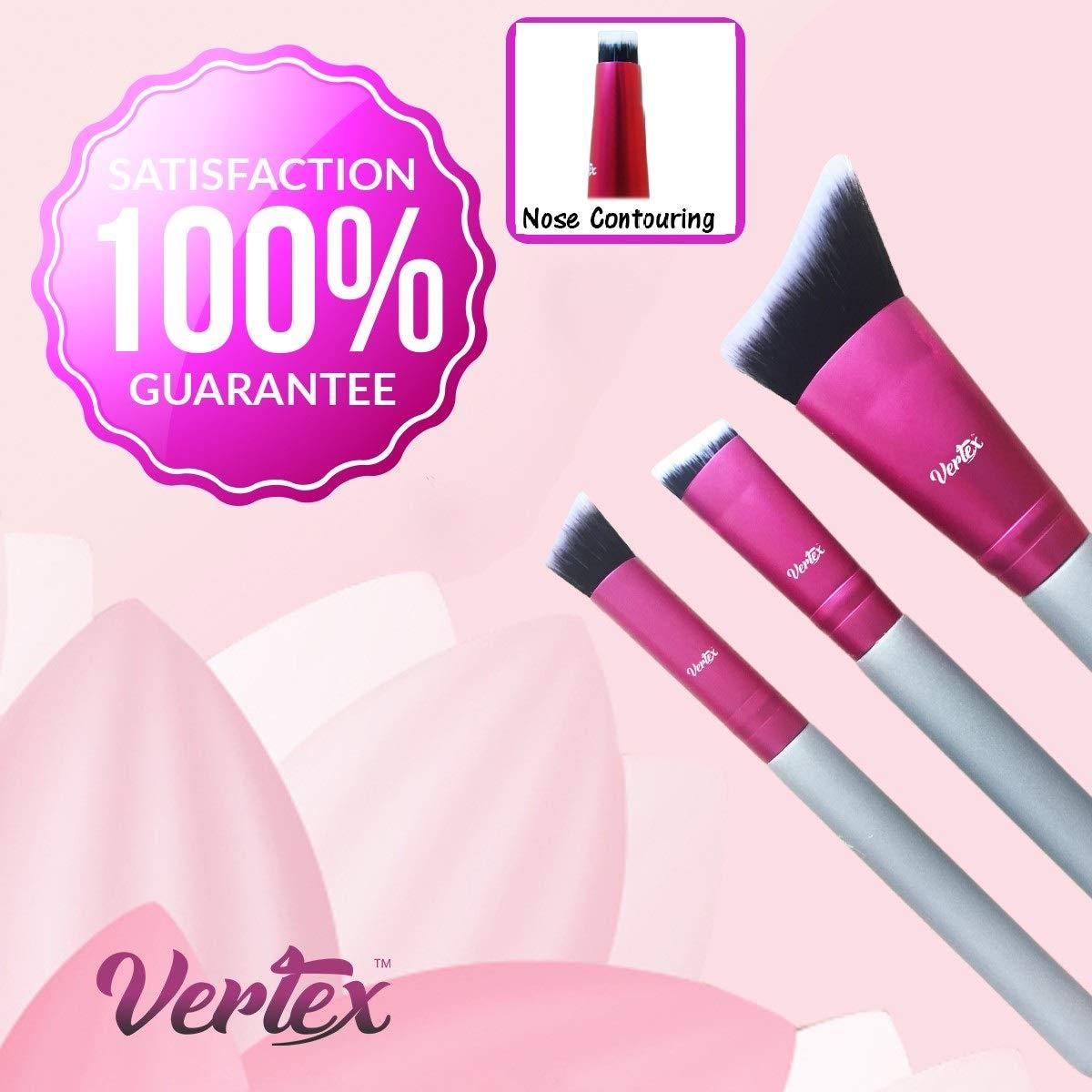 Vertex Nose Contour Brush Contouring Makeup Brush Set - Sculpting Blending Real Brush Hair Angled Blush Techniques Dramatic Cheekbones Highlighting Bronzer Palette Powder Concealer Foundation Cream