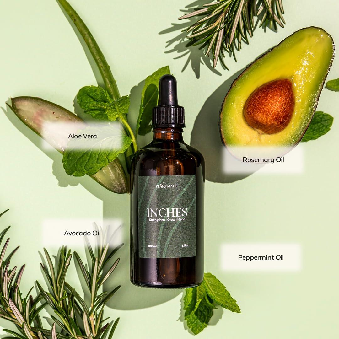 Plantmade Plantmade Beard and Hair Strengthening and Growth Oil, Plant Based All Natural Ingredients (Inches, 3.5 ml)