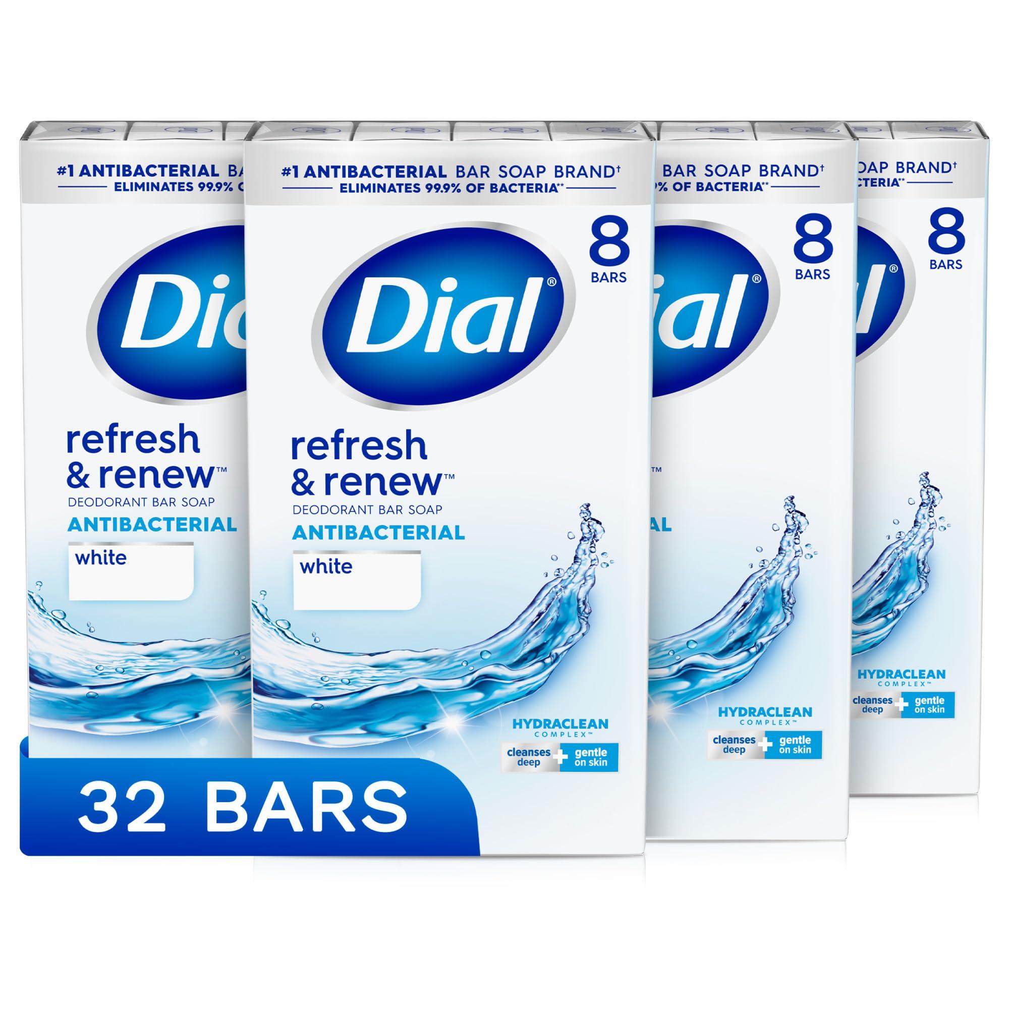 Dial Dial Antibacterial Bar Soap 32 Pack & Liquid Hand Soap 4 Pack - Refreshing White Tea Scent, Moisturizing