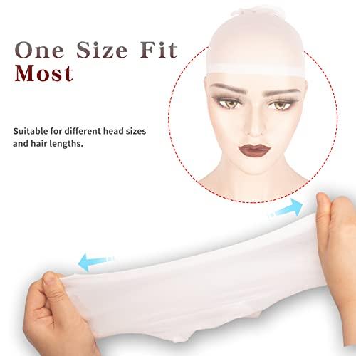 WeKen WeKen Individual Package 6PCS Stocking Caps for Wigs Stretchy Nylon White Wig Cap for Lace Front Wig Stocking Wig Caps for Women Men Kids