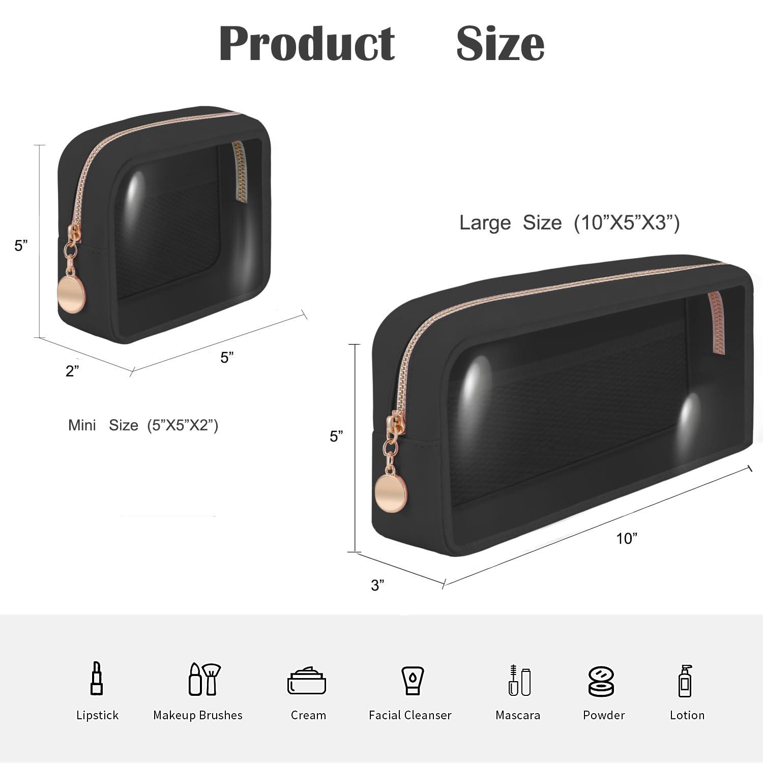 CHICREEN CHICREEN Personalized Initial Clear Bags Set, Clear Cosmetic Bags,Make Up Pouches, Clear Pouch for Organization, Clear Toiletry Travel Bag,Gifts for Women