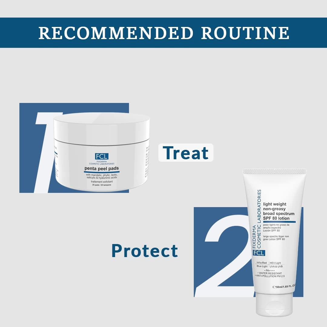 FIXDERMA COSMETIC LABORATORIES FCL Penta peel pads| Exfoliant | Removes dead cells | Reduces fine lines & wrinkles | Gentle & safe peeling pads| Improves skin texture | Shrinks open pores | Paraben Free | 25 pads