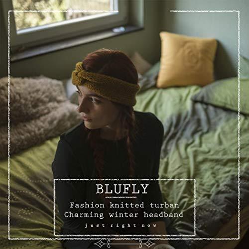 Blufly Blufly Cable Knitted Applique Headband Ear Warmer Crystal Flower Acrylic Fibres Hair Wraps Criss Cross Hairband Crochet Gatsby Turban Winter Head Wraps Head Warmer for Women and Girls (Pack of 3)