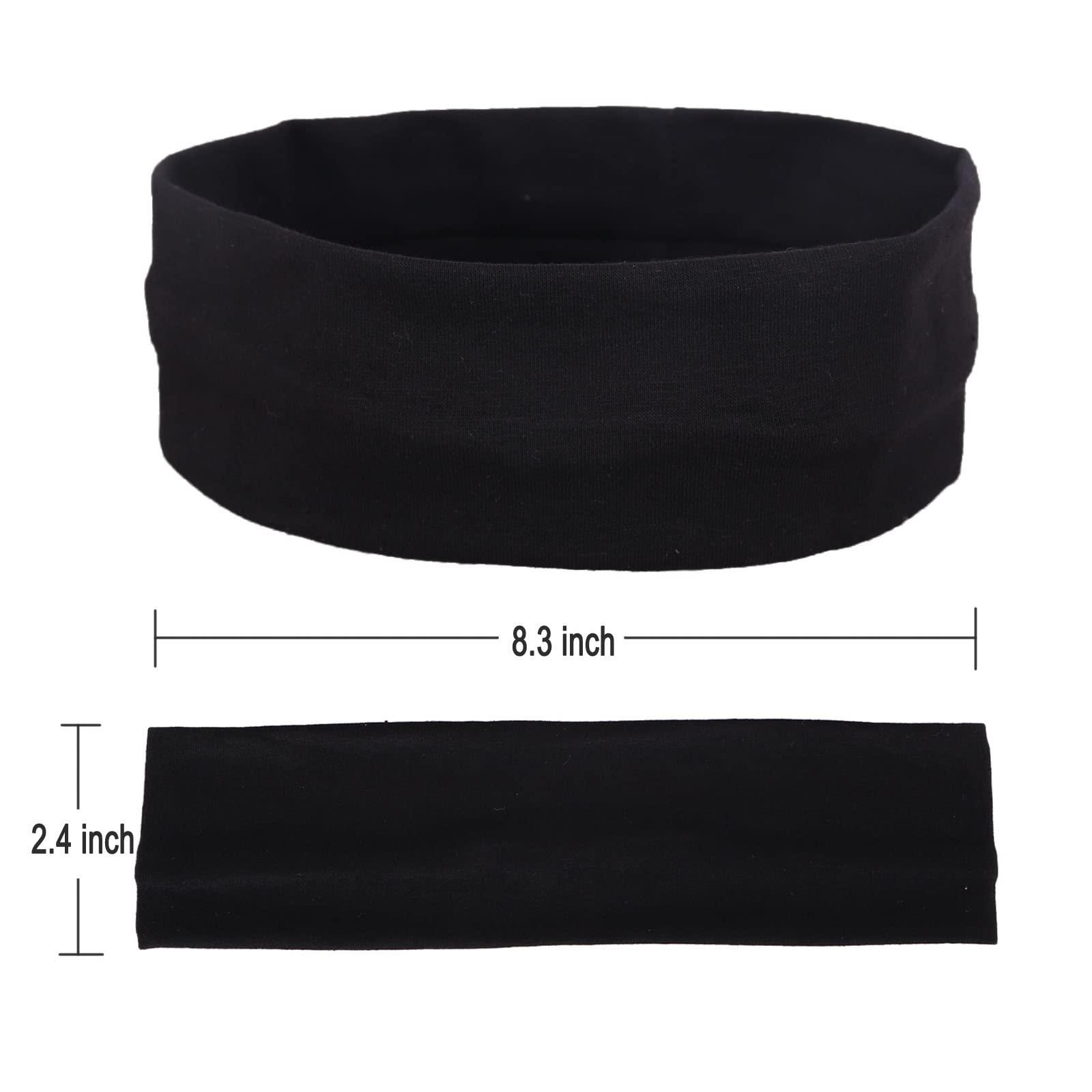MapofBeauty MapofBeauty 3 Pack Yoga Headbands Stretchy Cotton Head Band Hairwarp Sports Running Exercise Gym (Black/White/Dark Grey)
