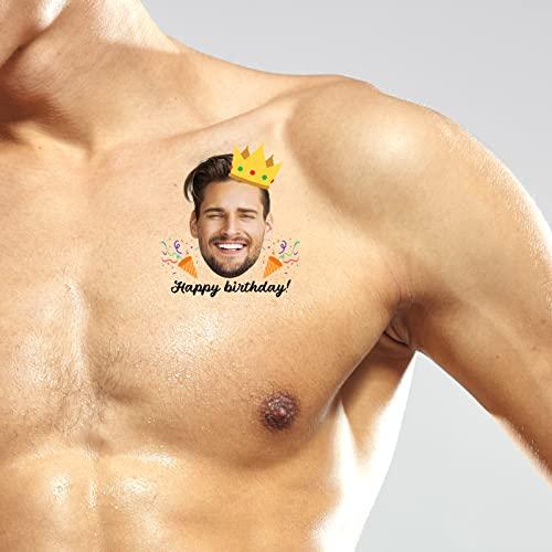 Artsadd 30pcs Custom Tattoos Personalized Temporary Tattoos with Photo Face Heart Waterproof Name Logo Tattoos Stickers For Women Men Kids Gifts for Birthday Party Wedding Bride Groom Decor