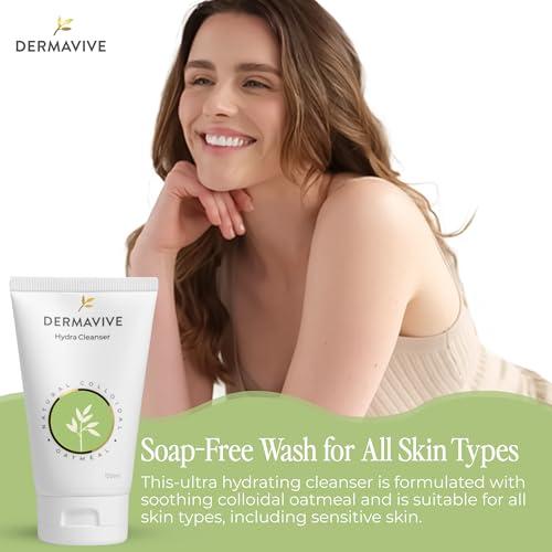 Dermavive Dermavive Hydrating Facial Cleanser, Soap-Free Gentle Cleanser with Colloidal Oatmeal & Vitamin E, Soothes & Moisturizes Sensitive & Dry Skin, Suitable for All Skin Types, 120ml (4.05oz)