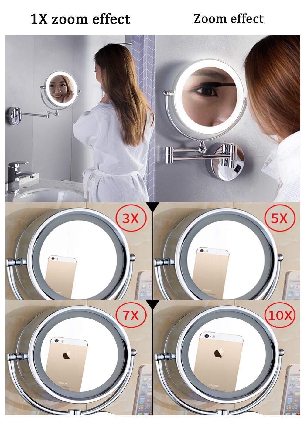 YEAHSO YEAHSO Wall Mounted Makeup Mirror Extending Folding Double Side Cosmetic Bathroom Shaving Mirror 360 Swivel & Extendable