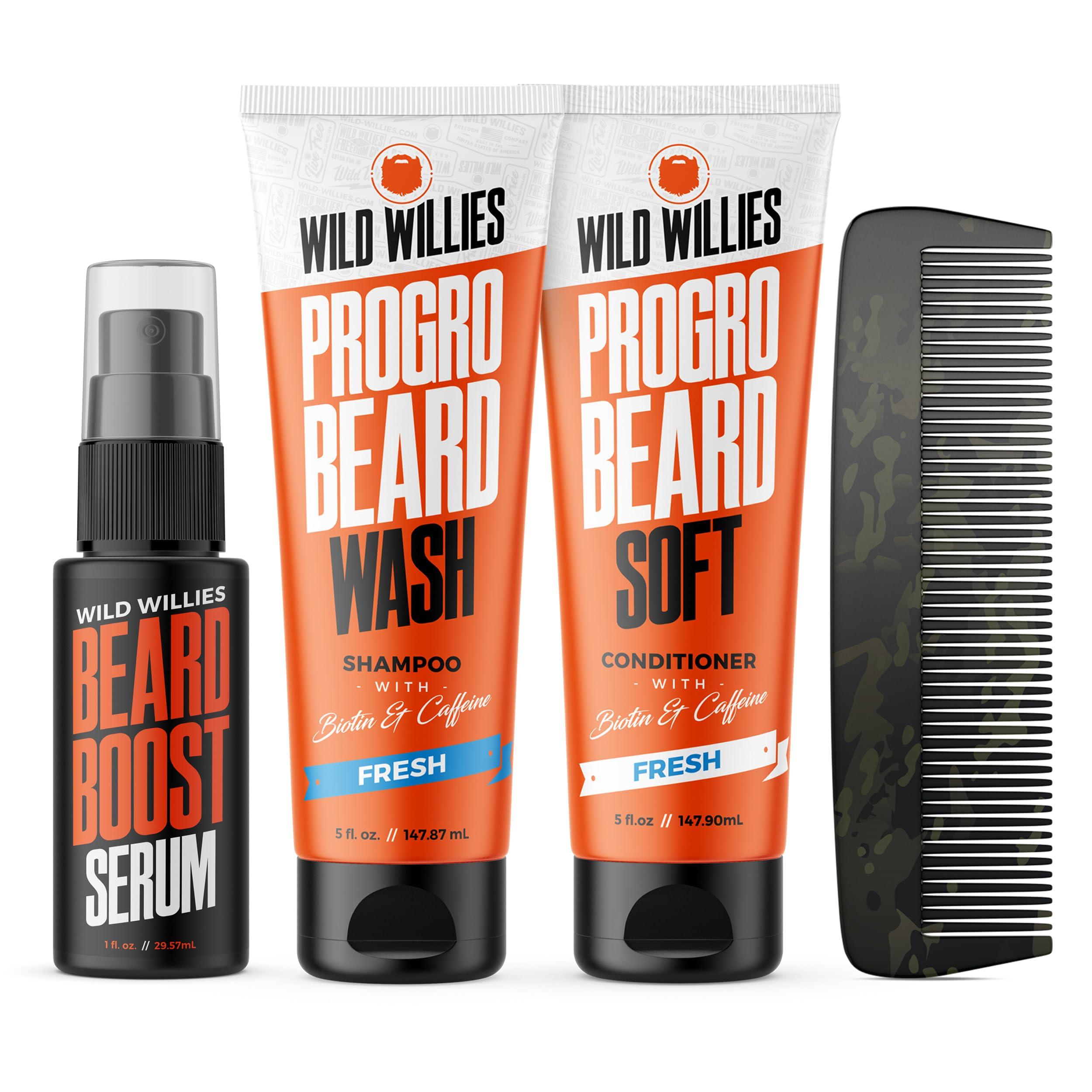 Wild Willies Wild Willies Beard Care Kit, Biotin Fortified Shampoo and Conditioner with Caffeine, Two 4-Oz Bottles, Promotes Healthy Beard Growth