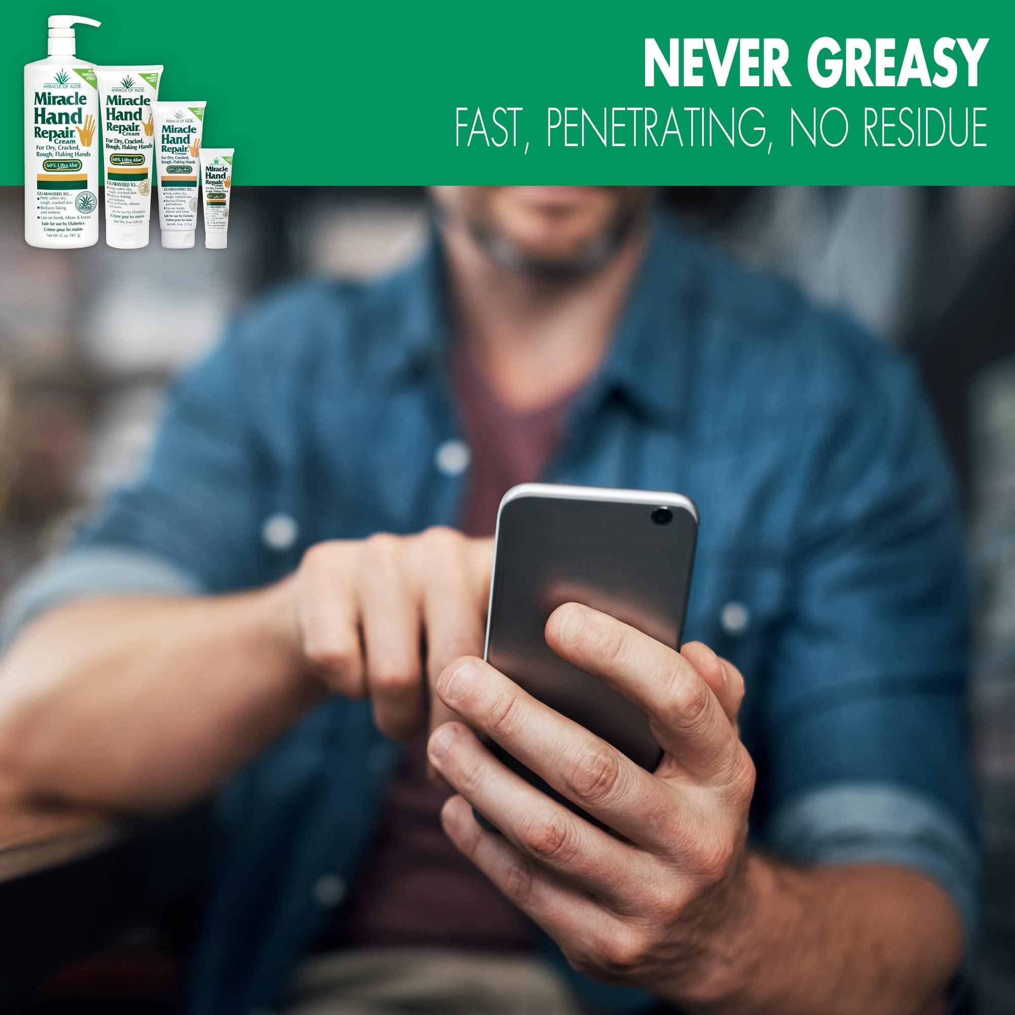 Miracle of Aloe Miracle of Aloes Miracle Hand Repair Cream 4 oz Healing Aloe Vera Lotion for Dry, Cracked Hands with 60% Ultra Aloe Gel - Moisturizes, Softens, and Repairs - Non-Greasy (2-Pack)