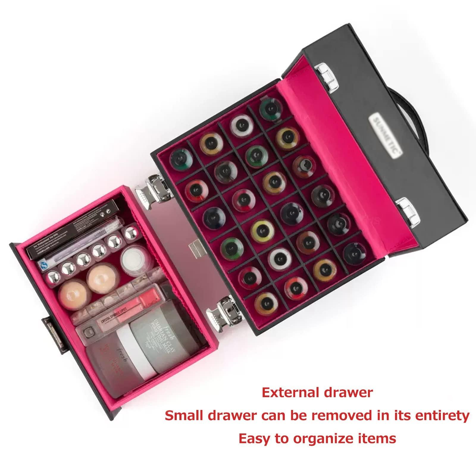 HJXGQJM HJXGQJM Travel Makeup Case Artist Makeup Train Case Cosmetic Organizer Storage Drawers, Black Handy Cosmetic Case, Leather Cosmetic Case, For Cosmetics Makeup Brushes Toiletry Jewelry cosmetic case