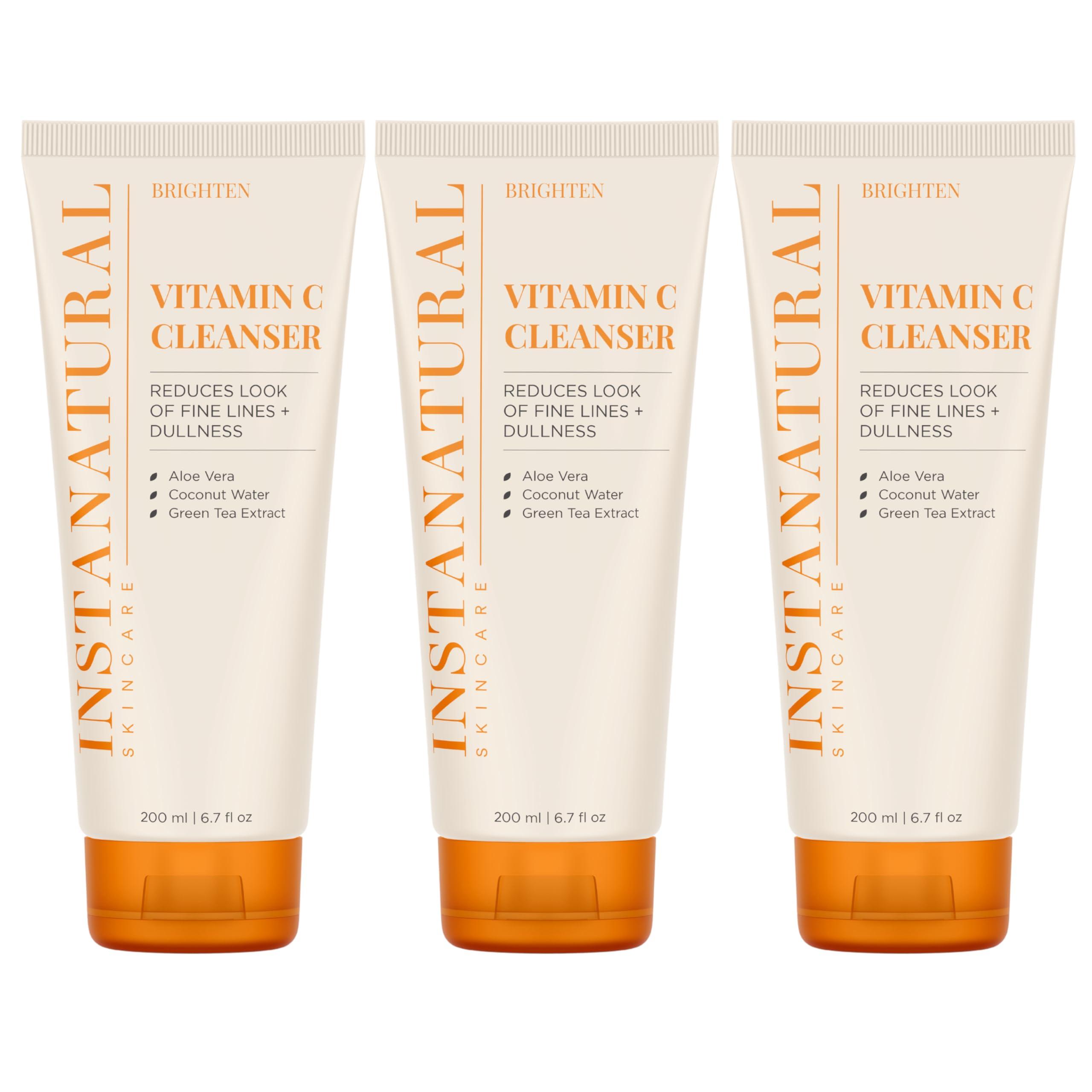 InstaNatural InstaNatural Vitamin C Cleanser Face Wash, Brightens and Reduces Signs of Aging, Fine Lines and Uneven Texture, with Coconut Water and Aloe Vera, 6.7 FL Oz - 3 Pack