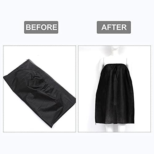 EXCEART EXCEART 10Pcs Disposable Bath Skirt Non Woven Salon Shower SPA Dress Towels Bathtub Body Wrap for Women Ladies Black