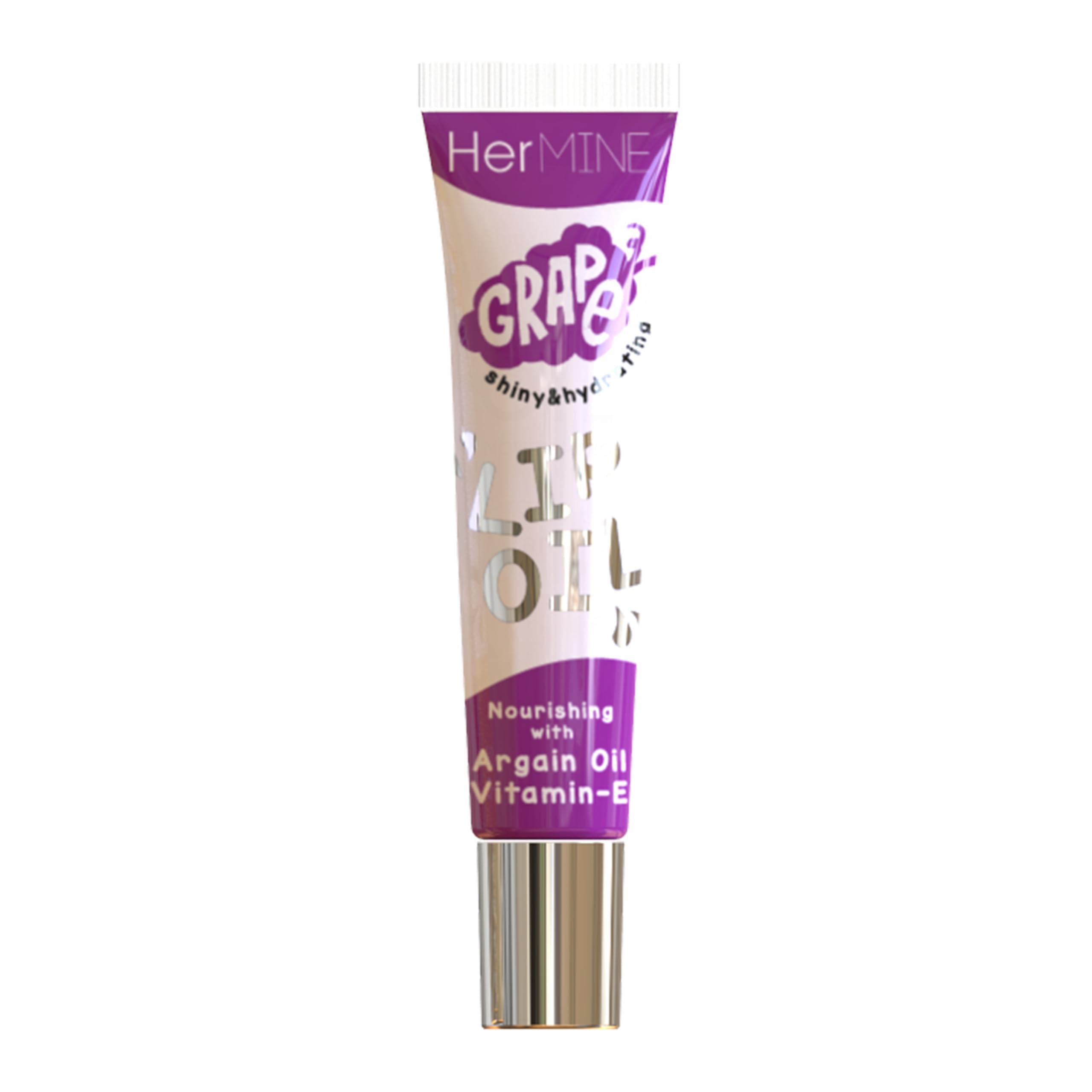 HerMine HerMINE Nourishing Lip Oil with Argan Oil & Vitamin E Clear Long Lasting Hydrating Lip Moisturizing Gel 15g / 0.52oz (Grape)