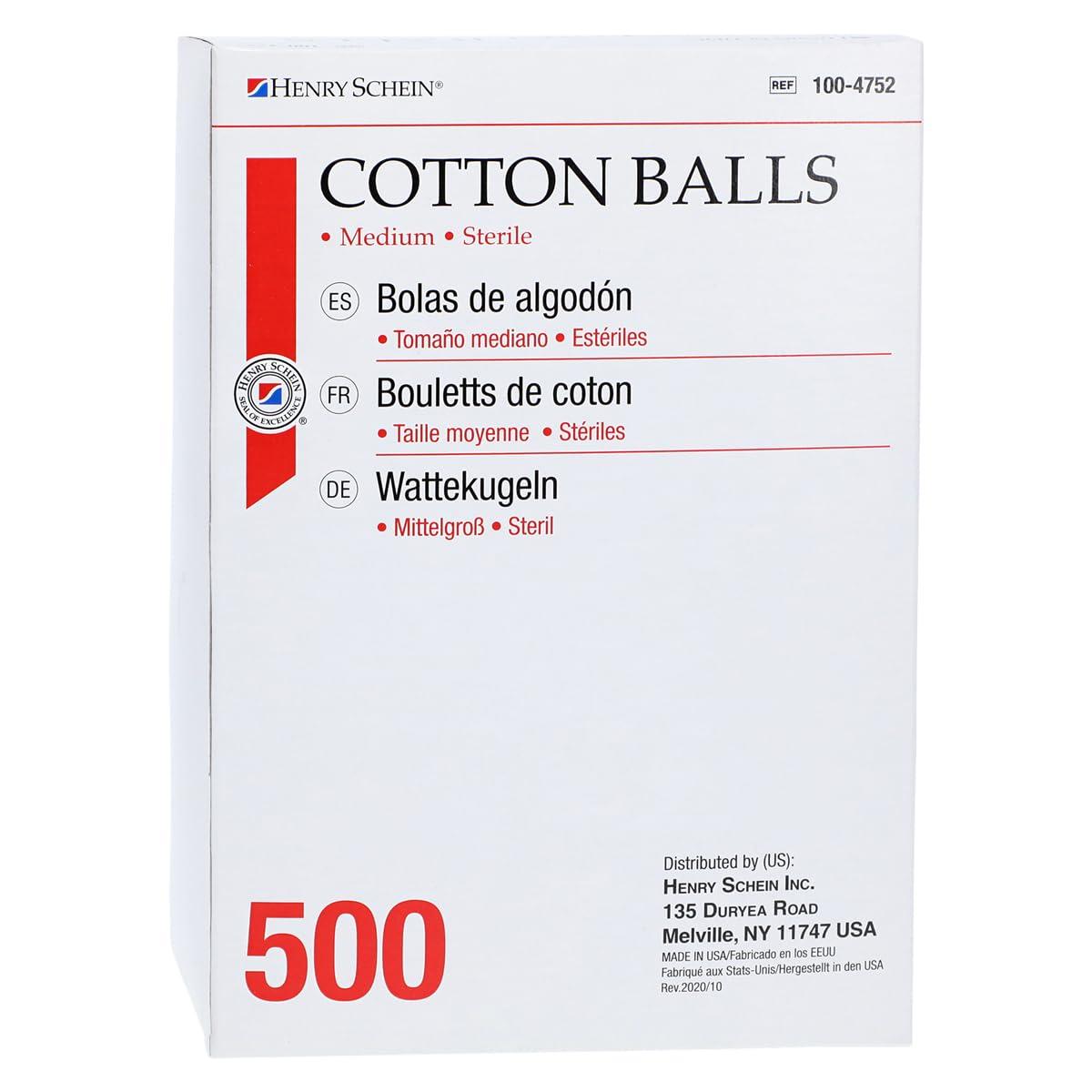 Henry Schein Henry Schein Cotton Ball, Sterile Medium, 500 / Box, 8 Boxes/Case