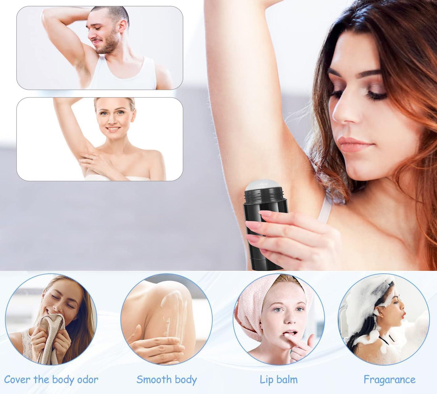 Minsily Sxminer 10 Pack 75ml Clear Round Empty Deodorant Containers 2.5 Oz Twist Up Filling Stick Tubes Plastic Deodorant Bottles Refillable Lip Balm Tube for DIY Make Own Deodorant Lipstick Crayon Chapstick