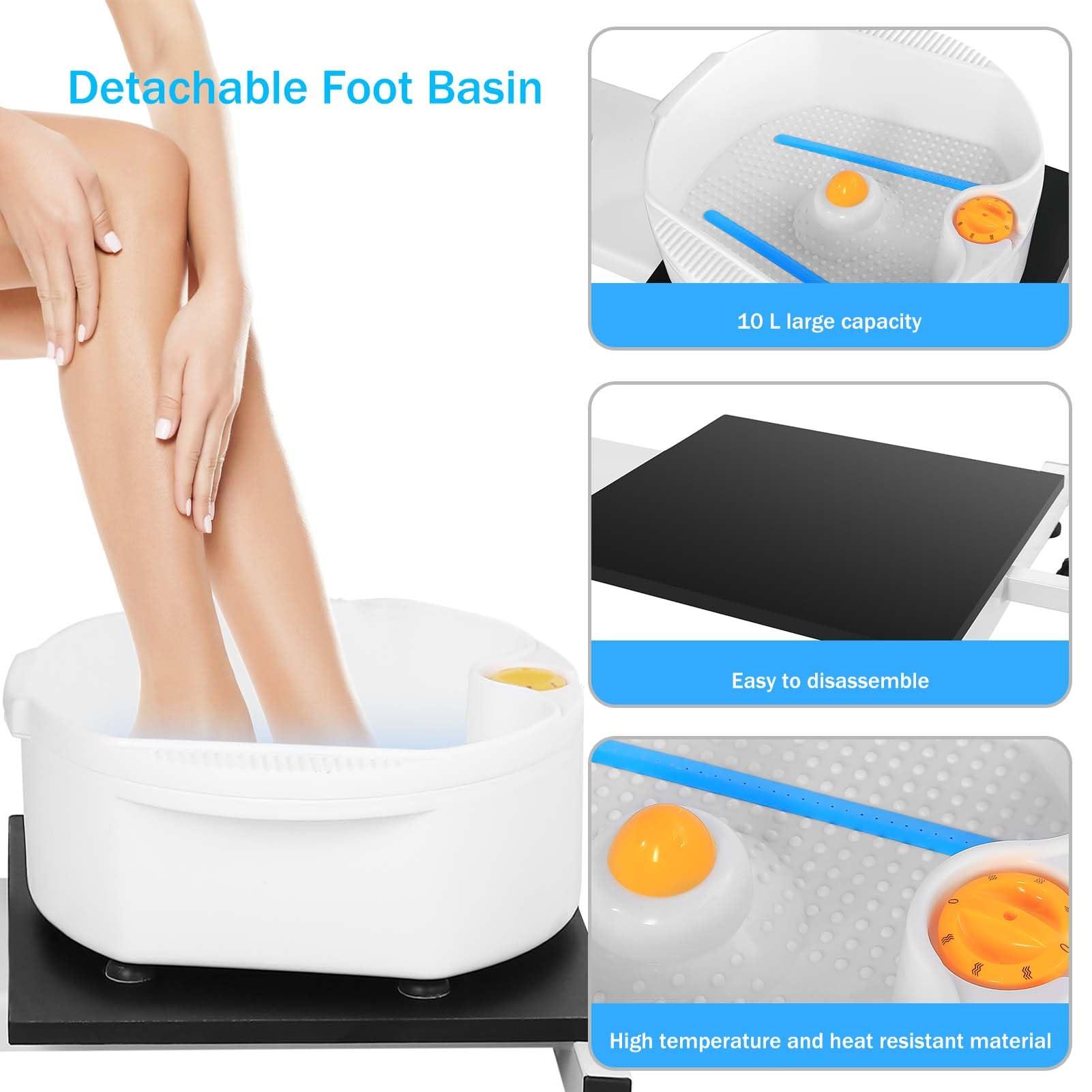 EtherealZYF EtherealZYF Pedicure Chair Station with Stool, 360 Rotation Hydraulic Reclining Pedicure Chair No Plumbing Unit Station with Foot Basin White