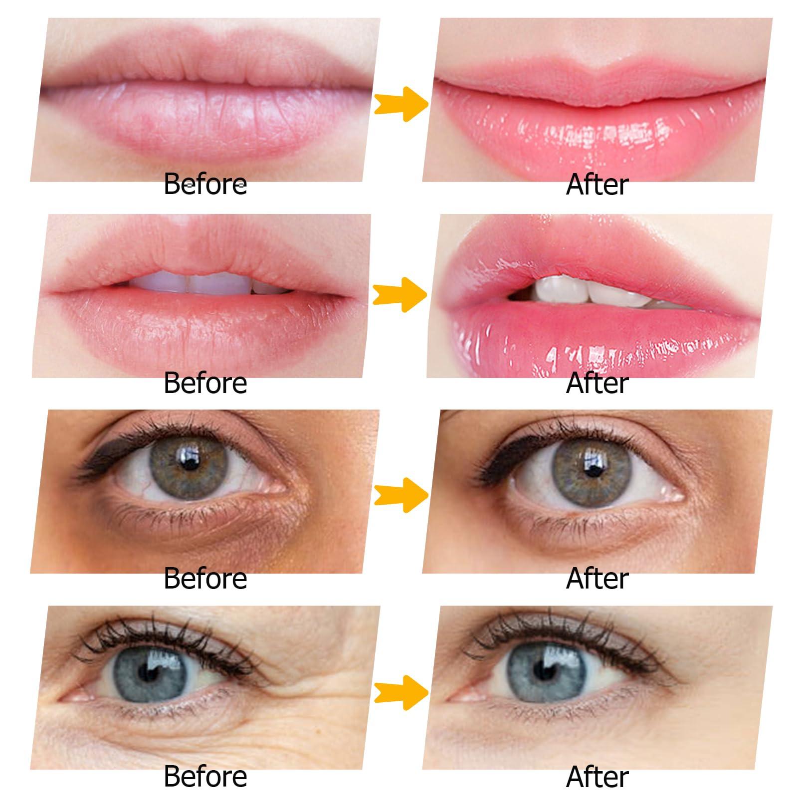 Jakuva 30 Pairs Lip Masks & Eye Masks,Gold Under Eye Patches for Puffy Eyes,Peach Red Lip Masks Skincare,Effectively Moisturizing the Lip & Eye Skin,Anti-Aging,Reducing Fine Lines,Nourishing for Face Care