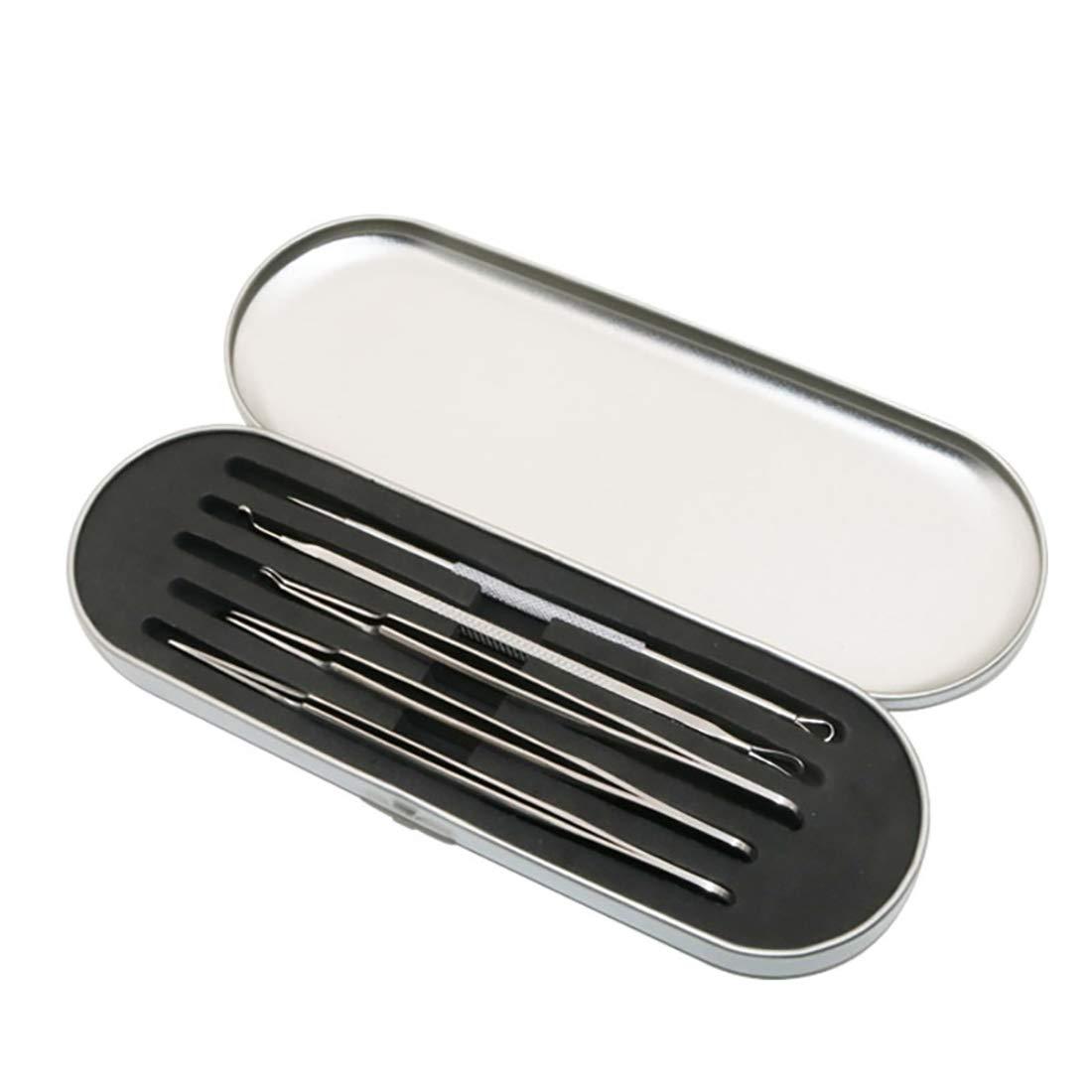 FEITA Blackhead Remover Kit - FEITA Blackhead Tweezers Removal Tool Kit Set - Acne Tweezers Pimple Comedone Extractor With Travel Case (5 Pcs)