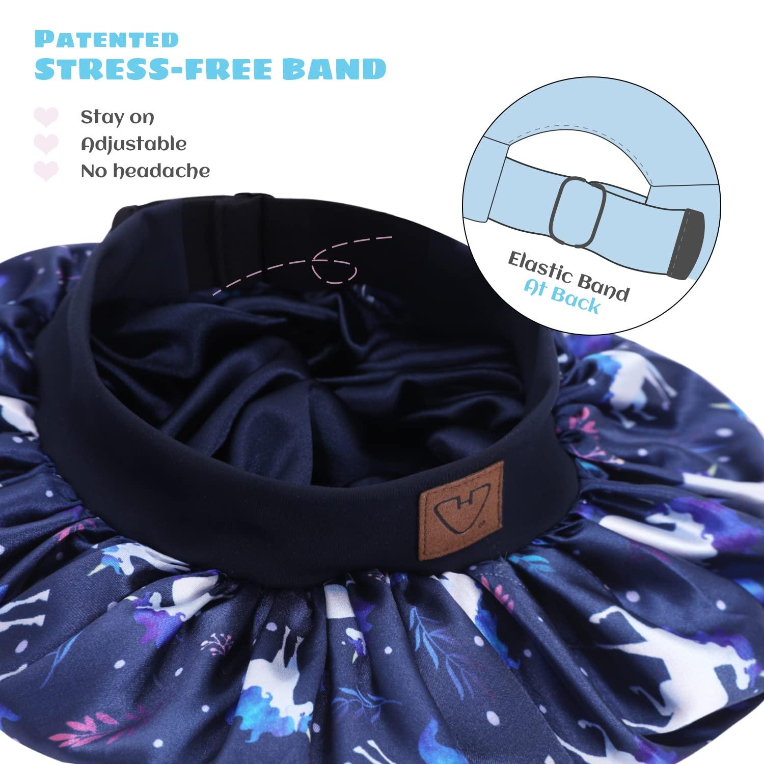 Hat Hut Hat Hut Kids Satin Bonnet Sleep Cap for Curly Hair Adjustable Silk Hair Cap for Baby Sleeping Hair Bonnet for Toddler Child (Unicorn 1)