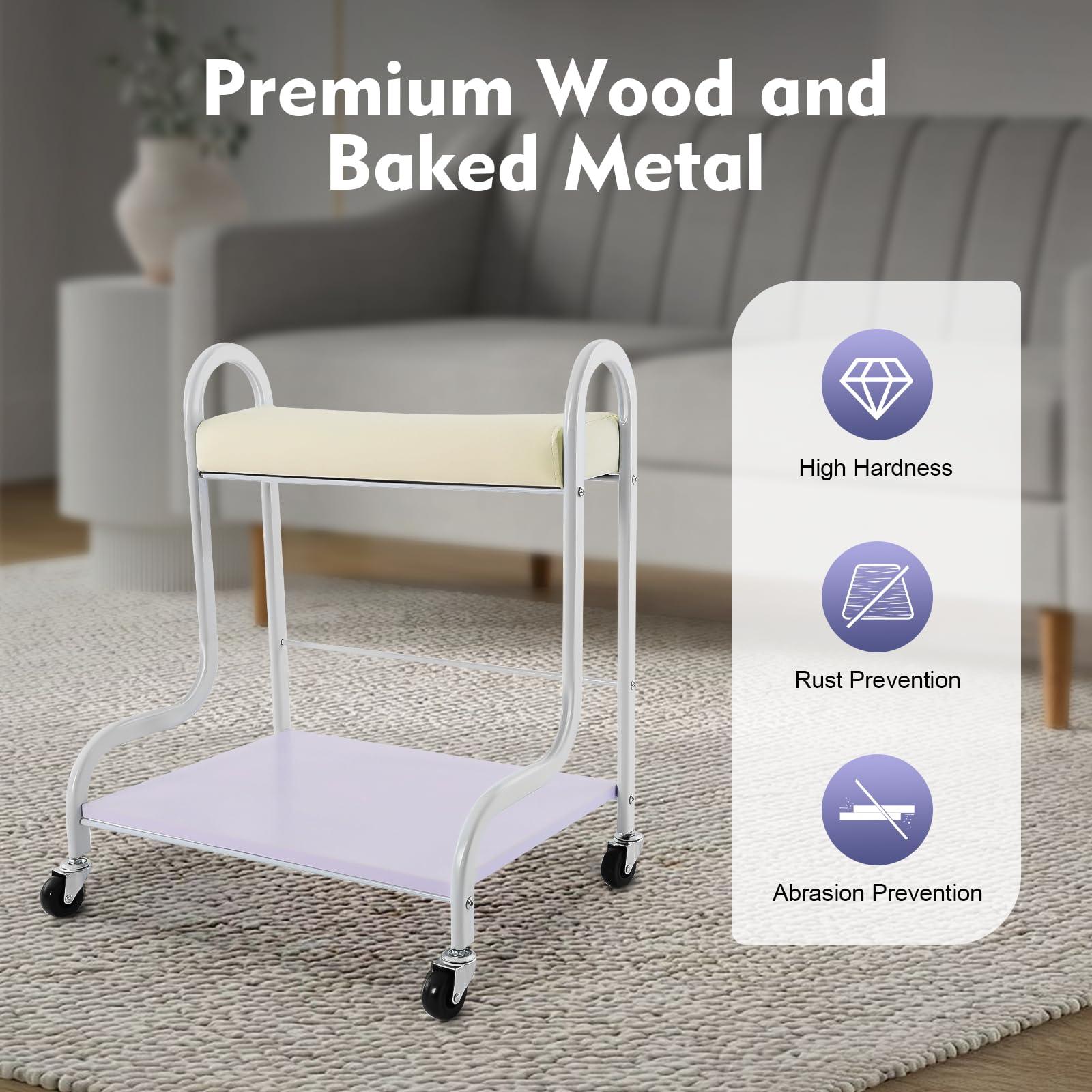 EurHomePlus Beauty Salon Trolley Pedicure Cart with Wheels, Foot Bath Trolley Manicure Foot Rest Portable Esthetician Trolley Cart Nail Or Foot Bath Beauty Salon for Foot Rest Pedicure Massage (White)