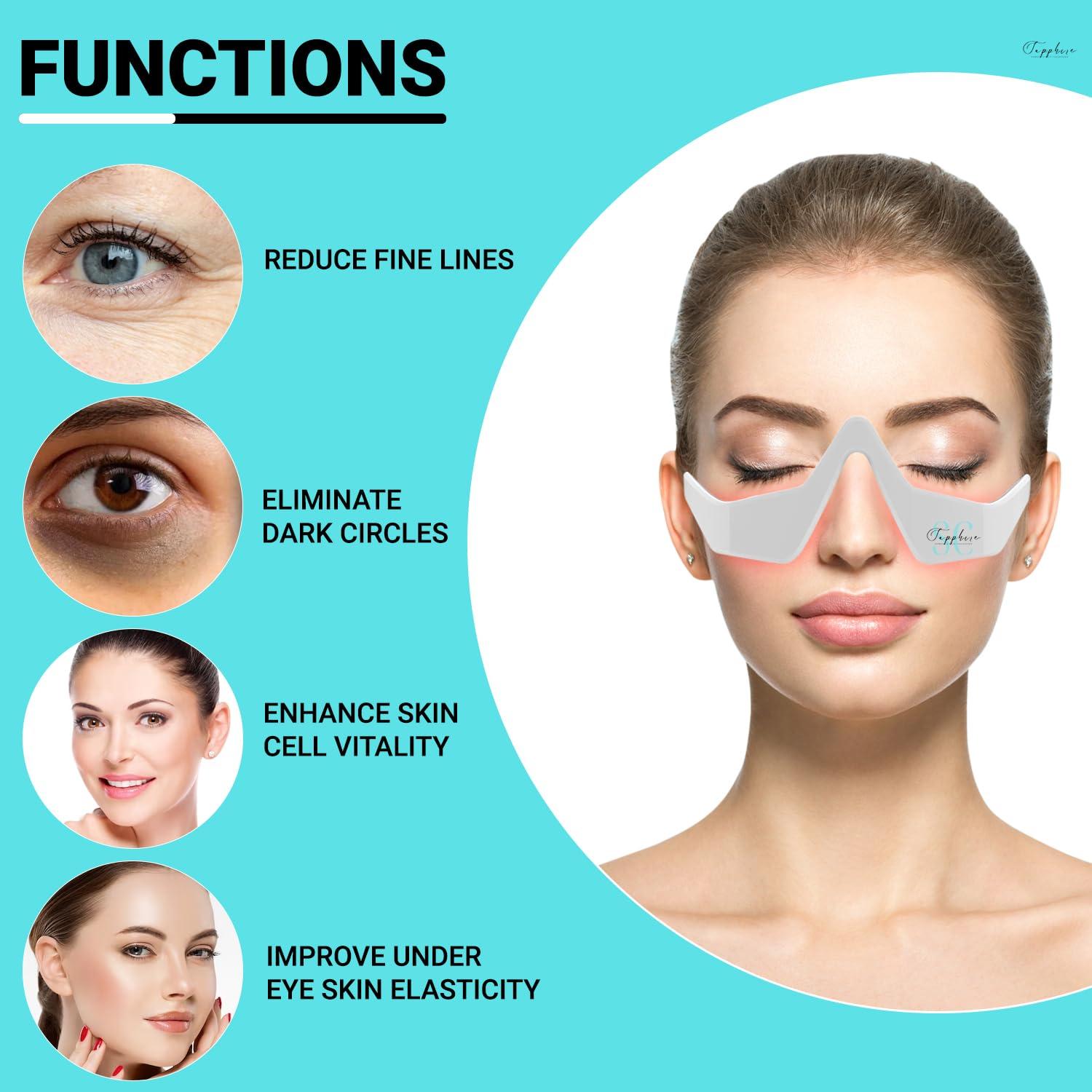 SC Sapphire Gorgeous Skin Collection Skin Care Red Light Therapy Glasses Specifically for Dark Circles and Under Eye Bags - Intense Microcurrent Eye Masks for Dark Circles and Puffiness - Anti Aging Brightening Glasses [1pair]