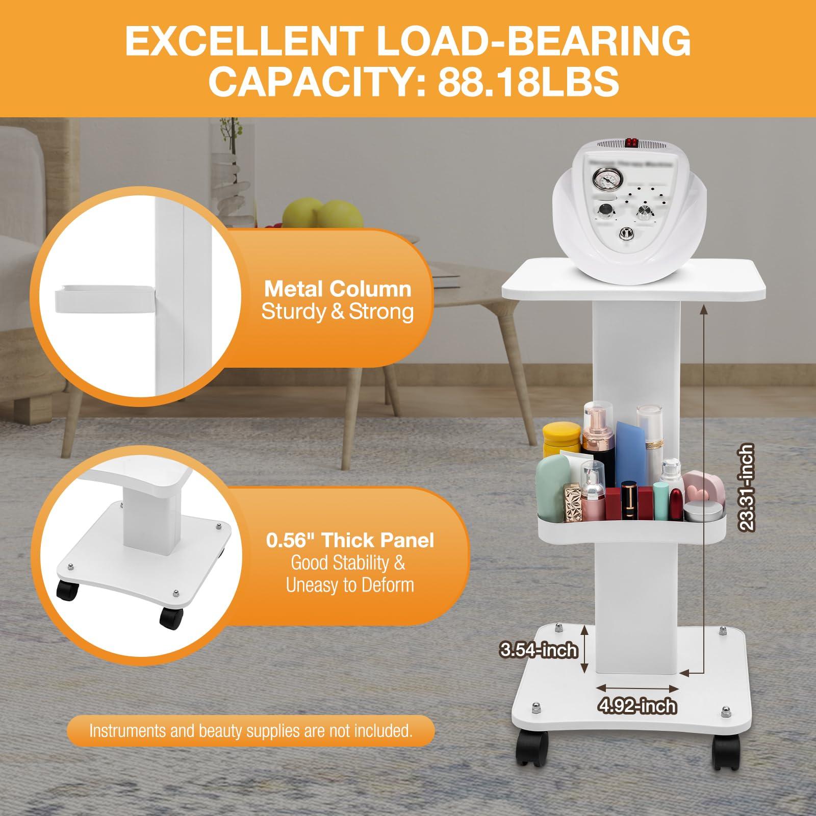 CheriMuMu CheriMuMu Beauty Salon Trolley Cart, Portable Beauty Tray Spa Trolley Stand Salon Rolling Tray Cart, Beauty Instrument Storage Tray Mobile Cart with 360 Rotatable Swivel Wheel, Load 88.18lbs