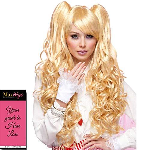 Westbay Wigs Joi Blush Wig Color Pink Explosion - Sepia Wigs Lolita Anime Full Hair Style Pigtails Synthetic Straight Costume Fantasy Long Layered Curls Bundle MaxWigs Hairloss Booklet