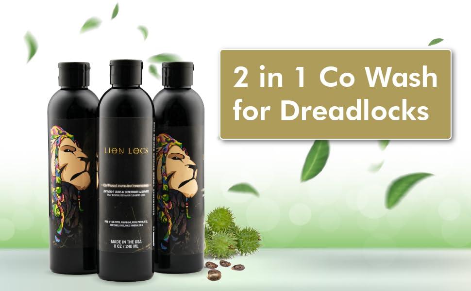 Beard Gains Lion Locs Shampoo and Conditioner for Dreads, Sisterlocks, Locks, & Dreadlocks | Lightweight Vegan Co Wash (8oz)