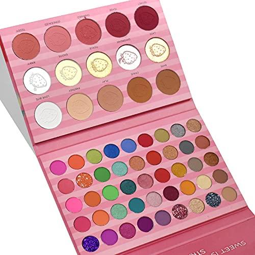 BAOZ Eyeshadow Palette, 60 colors Fruit Pie Filling Eye Shadow Palette, Matte Glitter Fruit Eyeshadow Palette,Highly Pigmented Makeup Palette (60 colors-pink)