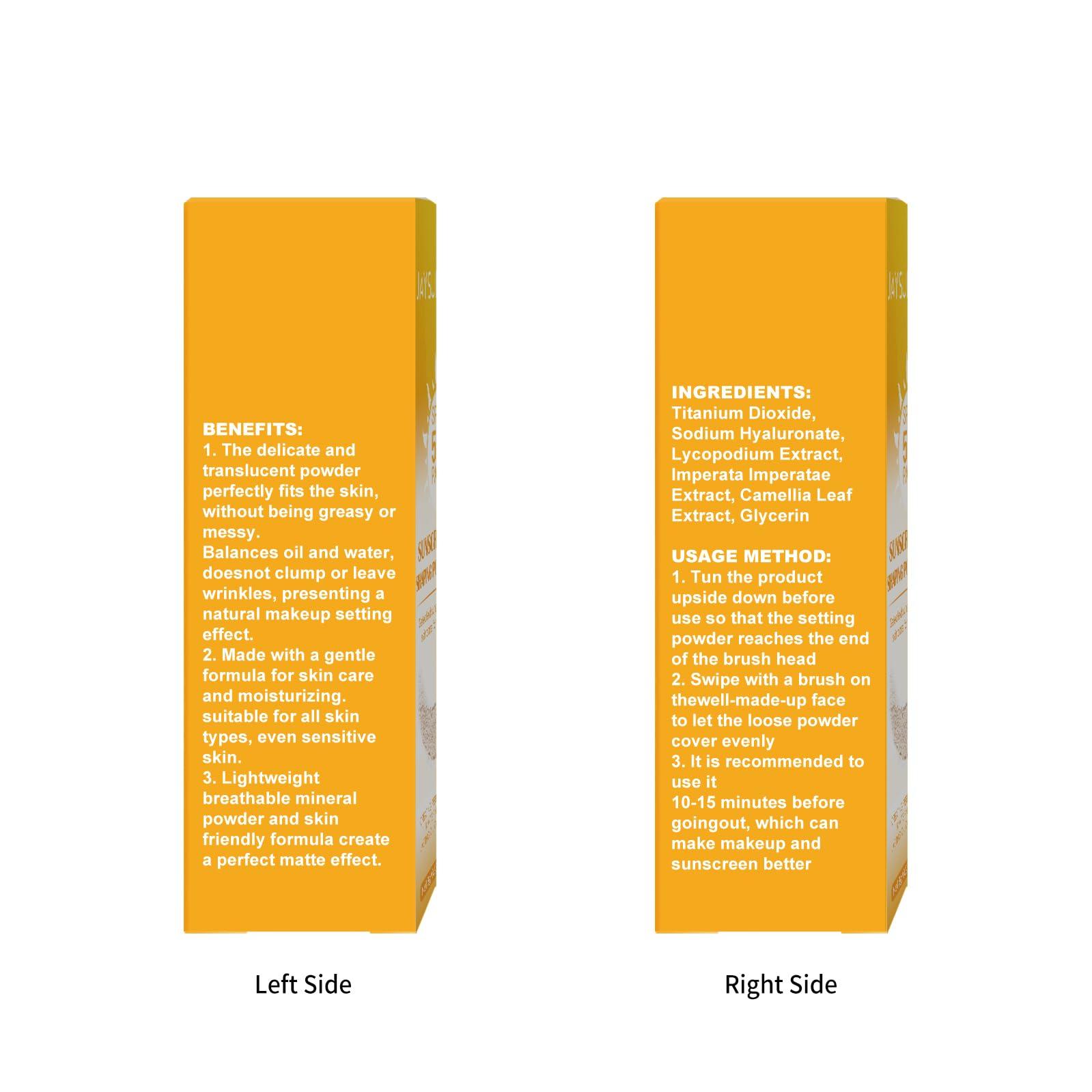 Jaysuing Mineral Powder Sunscreen, Powder Sunscreen for Face,Mineral SPF 50 PA+++ Sunscreen Powder,Long-Lasting Lightweight Breathable Sunscreen Power Brush