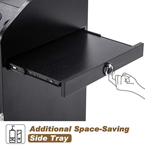 BarberPub BarberPub Beauty Salon Trolley Storage Cart Hair Dryer Holder Stylist Equipment with Lockable Rolling Wheels, Drawer (Black)